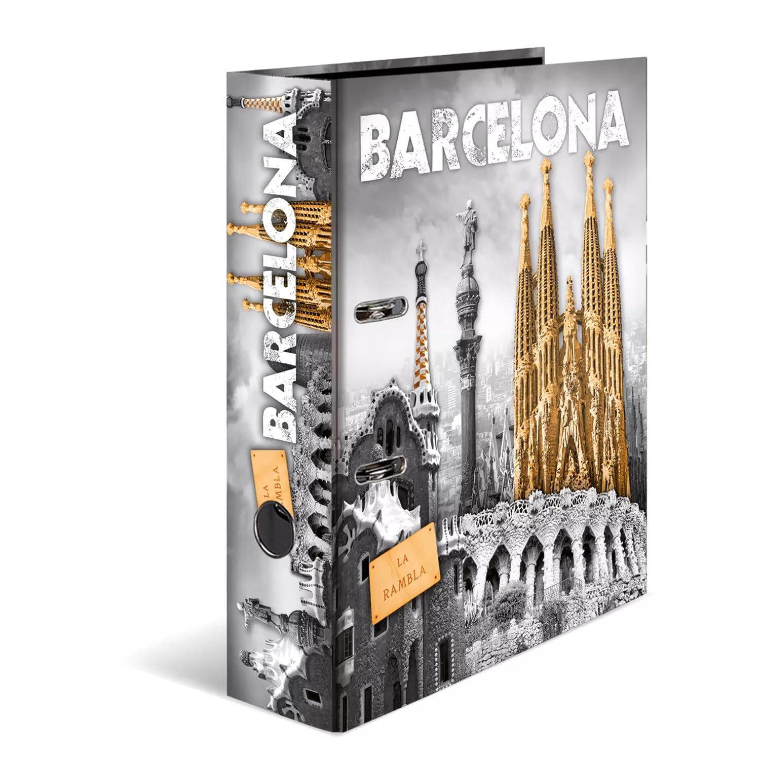 HERMA Lever Arch File Trend Cities with Barcelona Motif, A4, 70 mm Spine, with Inner Print, 1 Folder