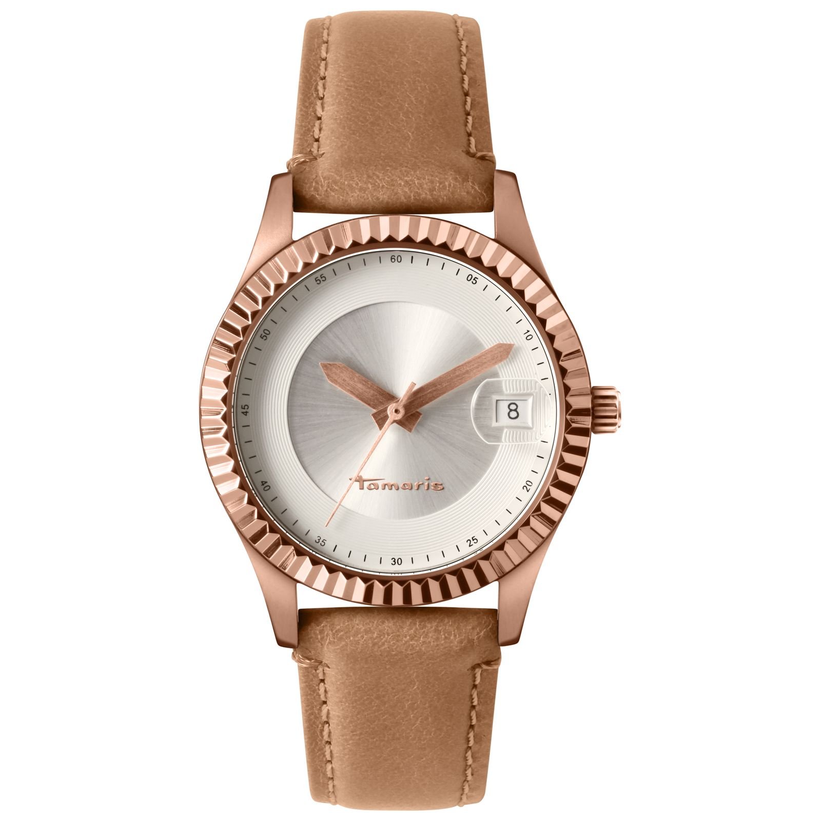 Tamaris Ladies Watch Debby rose gold plated leather light brown B07214010