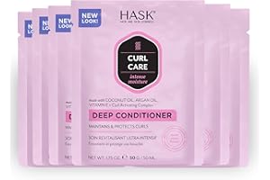 HASK CURL CARE Deep Conditioner Treatments for curly hair- vegan formula, cruelty free, color safe, gluten-free, sulfate-free, paraben-free - Pack of 6