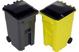 Thornton's Office Supplies Desk Pen Holder - Tiny Curbside Garbage Trash and Mini Recycle Can Set - Cool Plastic Pencil Cup S