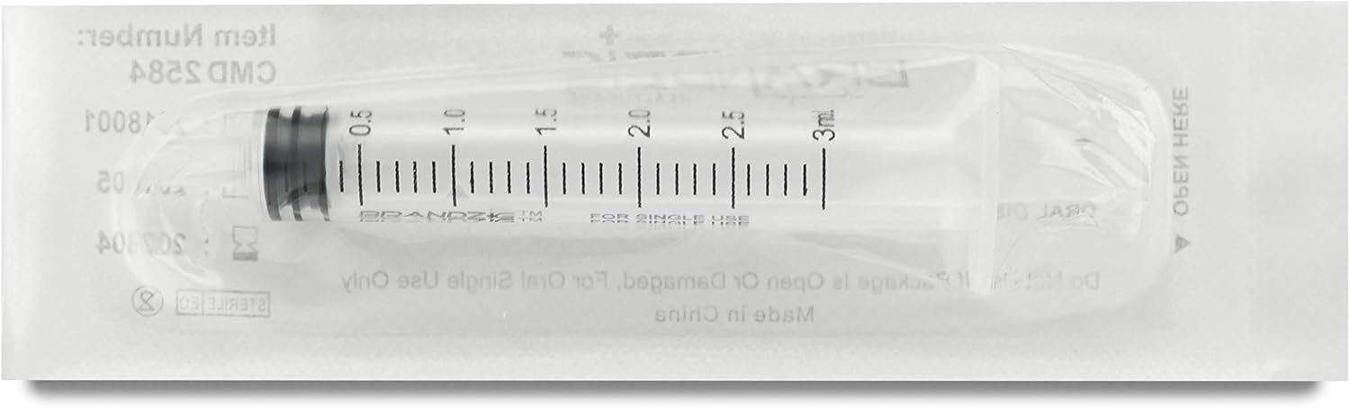 3ml Syringe - 100 Pack – Luer Slip Tip, No Needle, Individually Blister Packed - Medicine Administration for Infants, Toddlers and Small Pets: Health & Personal Care