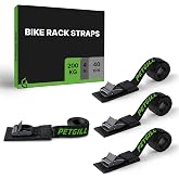 EBike Rack Straps, 4 Pieces, 16 in (40 cm) Length, 0.8 mm Width, 440 lbs (200 kg) Load Capacity, Clamp Lock Lashing Straps for All Bike Racks, Roof Racks &amp; Kayaks(Packaging May Vary)