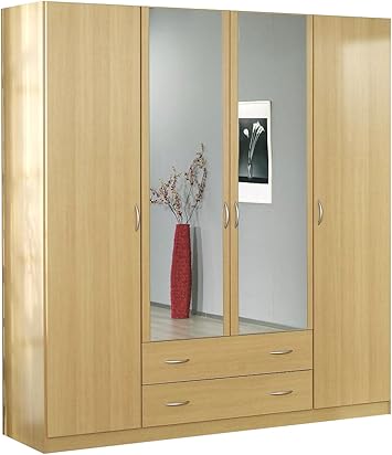 Kleiderschrank Case 4 Turig Dekor Buche Hell Amazon De Kuche Haushalt