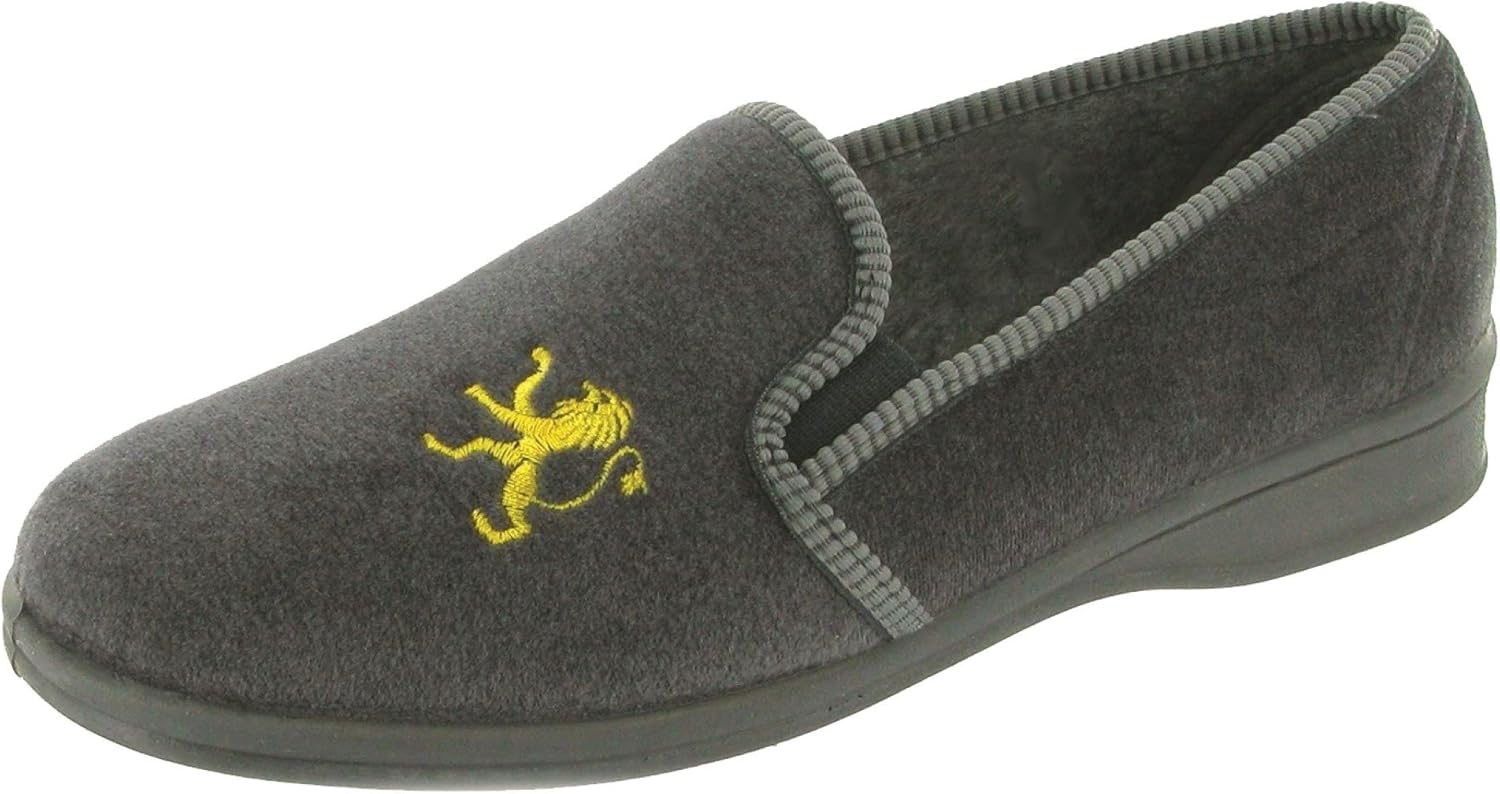 Mens Twin Gusset Slip On Rubber Sole Slipper Wine UK 6 7 8 9 10 11 12