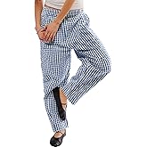 PEHMEA Cotton Gingham Boxer Pants for Women Casual Plaid Harem Trousers Y2K Beach Lounge Bottoms with Pockets