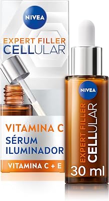 Nivea Expert Filler Cellular Brightening Facial Serum Vitamin C (1 x 30 ml), Vitamin C e Vitamin E sérum, sérum facial antioxidante que aumenta o brilho