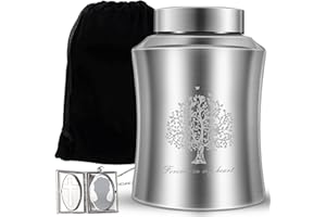 Large Cremation Urn for Adult Human Ashes, Male Female Decorative Urn with Laser Engraved Tree of Life and Velvet Pouch(Forev