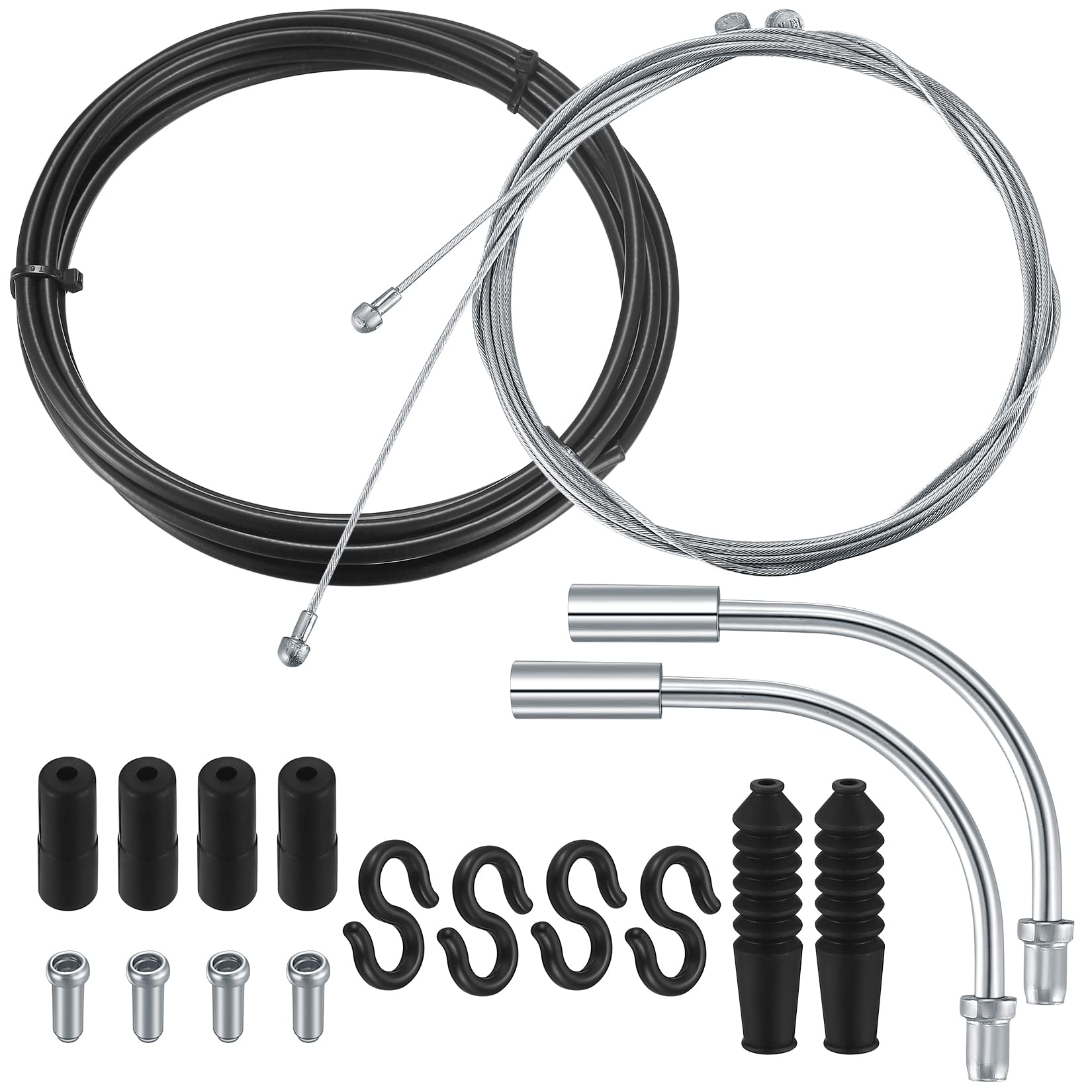 Bicycle Brake Cable Set, Universal Bike Brake Shifter Cable Kit, Bicycle Inner Cable Set with 90 Degrees 2 V Brake Manifolds, for Mountain/Road Bike Bicycle Shift Cable and Transmission Cable
