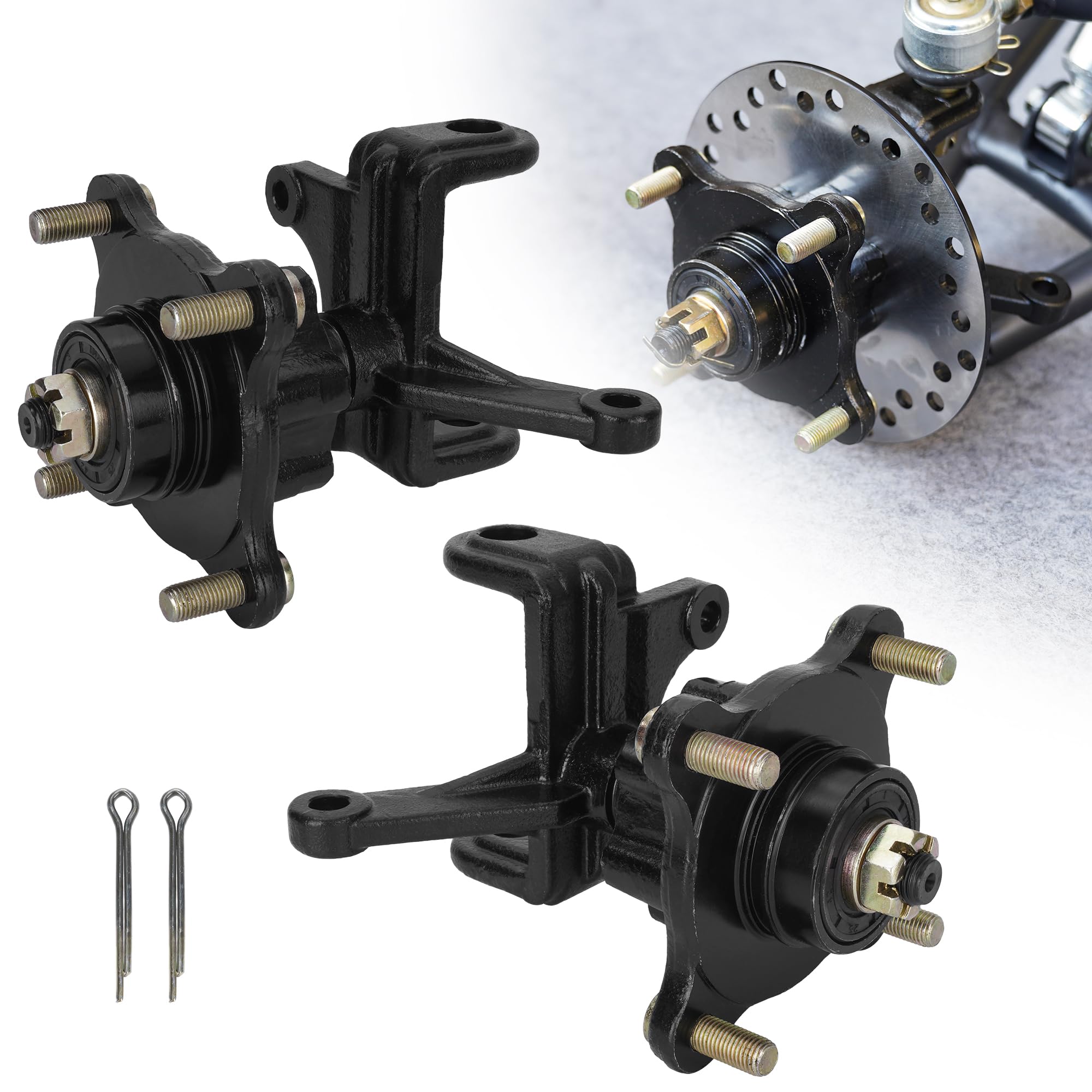 Photo 1 of RUTU 4 Stud Front Brake Disc Wheel Hub, Wheel Hubs with Steering Knuckles for 125cc 150cc 200cc 250cc ATV Quad Buggy UTV