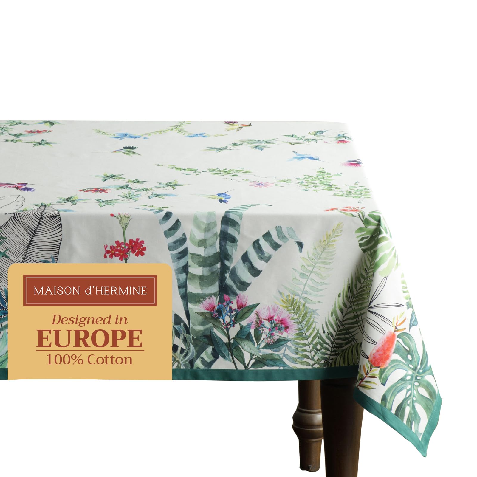 Maison d' Hermine Table Cloth Rectangle Table 100% Cotton 180 cm x 140 cm Tablecloth Reusable Everyday Use for Dining Farmhouse Home Party Festive (Tropiques) — image 1
