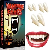 Vampire Teeth Fangs for Adults: Halloween Realistic Fake Fangs for Cosplay, Vampire Costume Makeup Accessories Female Women Men Plastic Werewolf Teeth with Adhesive for Halloween Party, 3 Sizes