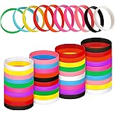 Sumind 100 Pcs Silicone Wristbands Bulk 10 Color Rubber Bracelets Blank Silicone Bracelets Stretch Colored Rubber Wristbands for Women Men Gifts(Rich Colors)