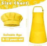 Bouiexye Kids Apron and Chef Hat Set Adjustable with 2 Pockets Yellow view 2