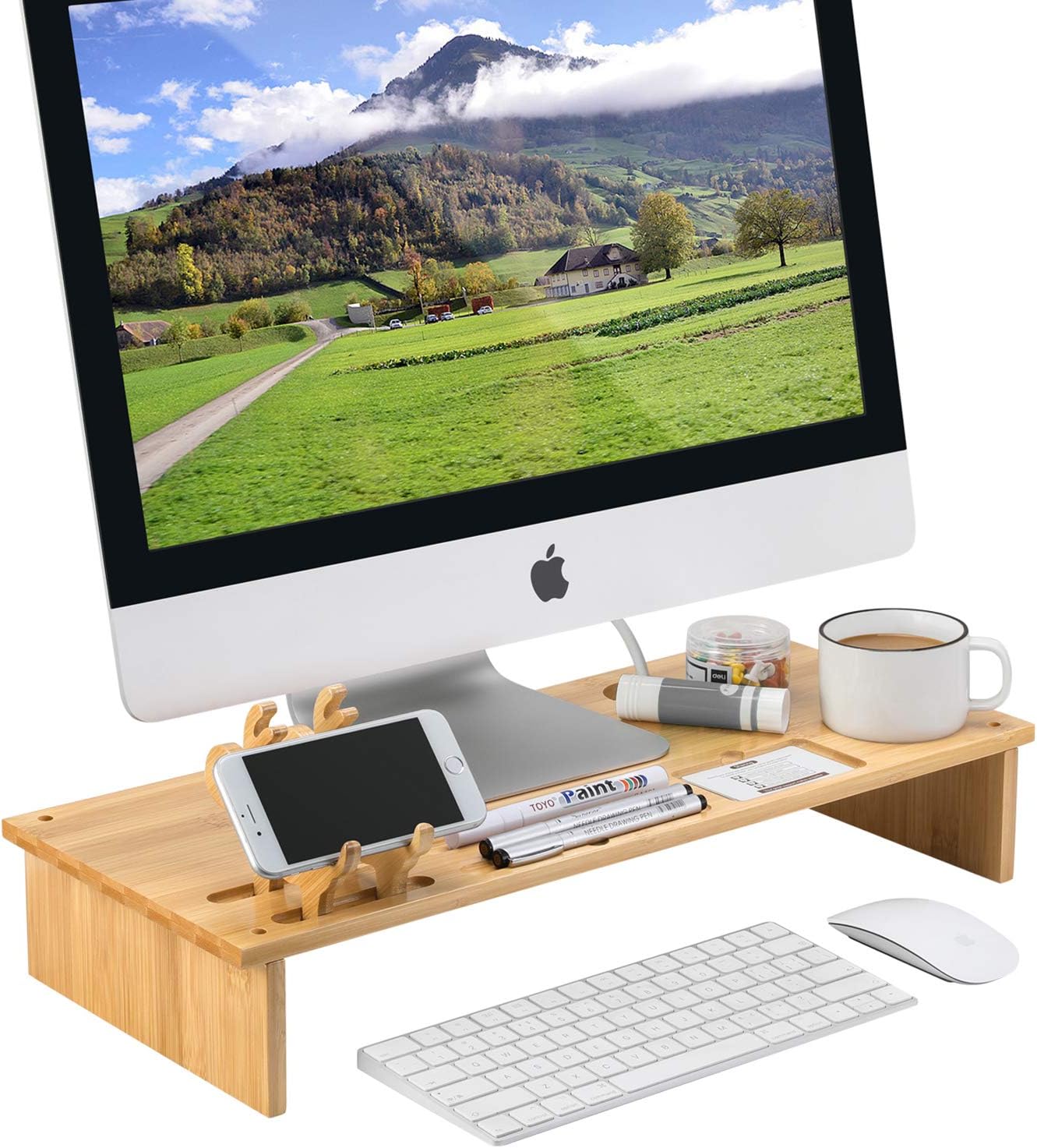 Monitorständer Aus Holz Mit Laptop-Ablage Produktbild-Vorschau 3