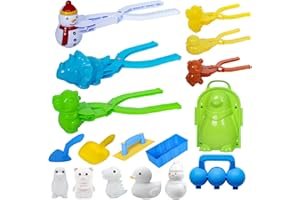 LONCHDAN 12Pcs Snow Mold Toys for Kids Outdoor Snowball Maker Shape for Ages 8-12 Snow Ball Maker Clip Tools Dinosaurs/Duck/Penguin Winter Toy Kit with Handle Snow Molds Fights for Toddlers (Blue)