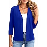Newchoice Womens 3/4 Sleeve Open Front Cardigan Cropped Lightweight Shrug Bolero Cardigan Sweater