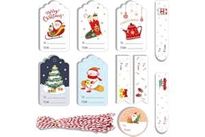 50 PCS Christmas Gift Tags with Strings, Xmas to/from Gift Tags Christmas Hanging Name Tags Labels for Christmas DIY Crafts D