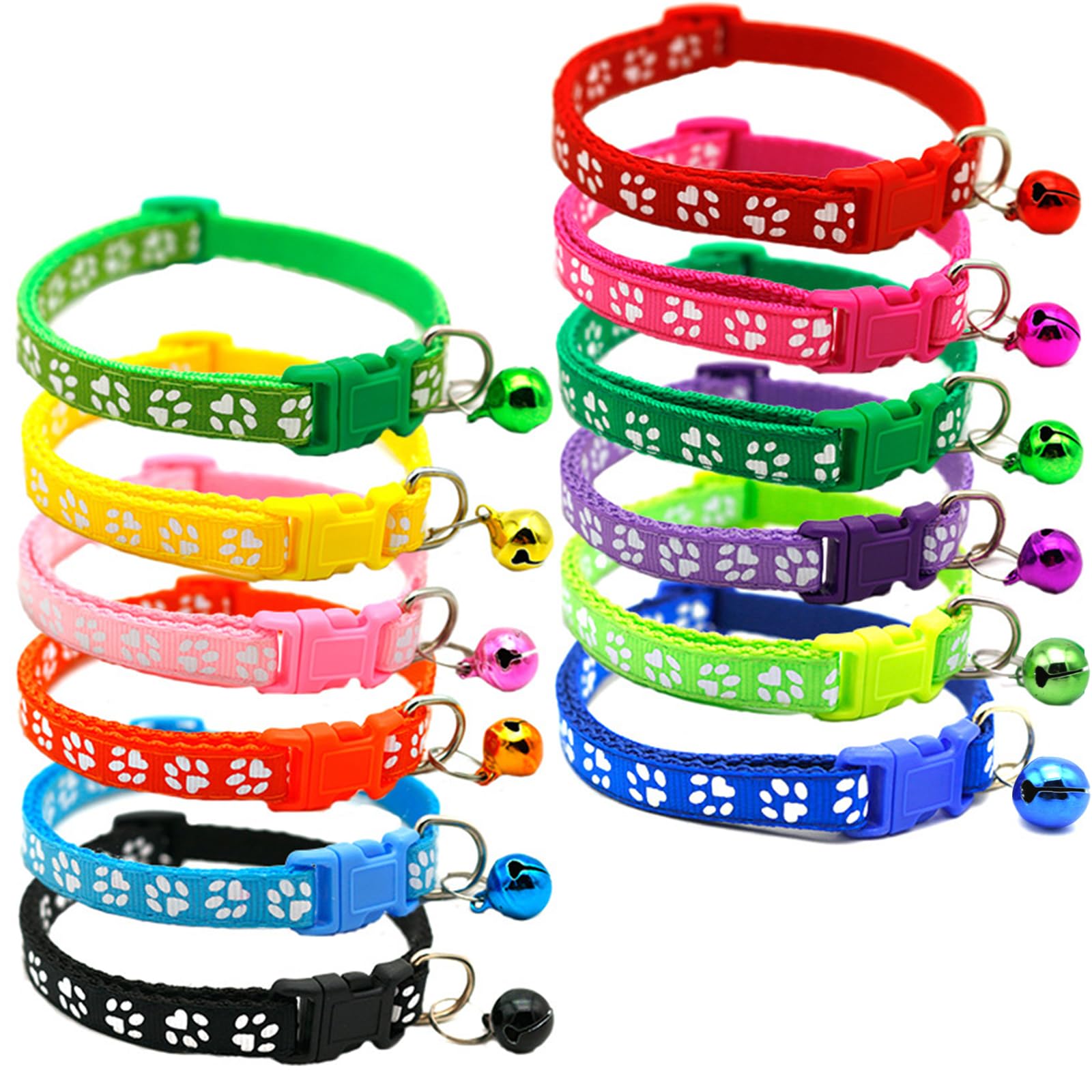 12pcs Puppy Collars, Cat Collar, Puppy Collars 8 Weeks,Adjustable Puppy Id Collar, Breakaway Dog Collar, Quick Release Cat Collar, Colourful Multipack Collar With Bell For Small Dog