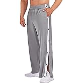 Deyeek Men's Tear Away Basketball Pants High Split Snap Button Casual Post-Surgery Sweatpants with Pockets