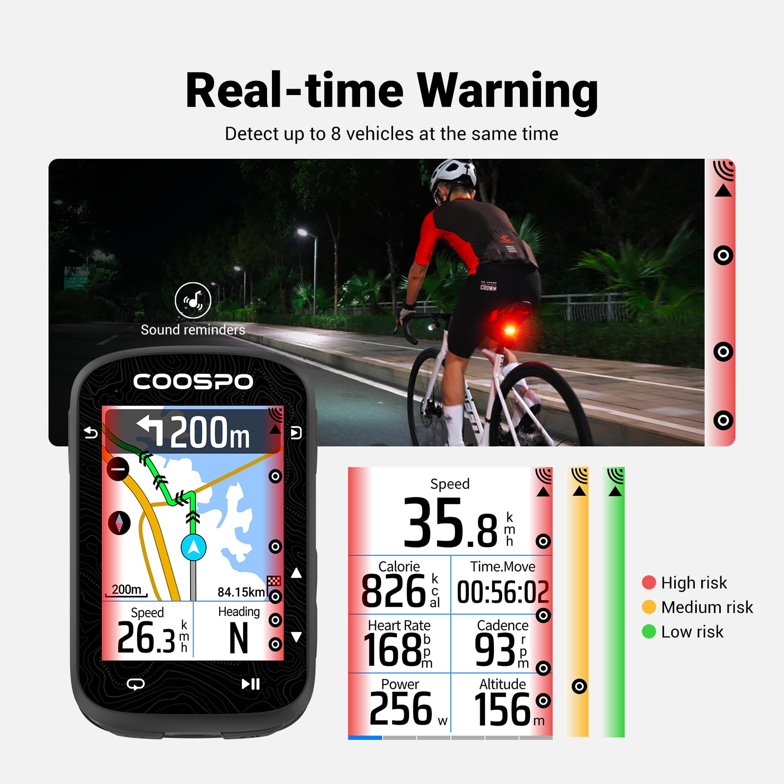 COOSPO TR70 Bike Radar Tail Light, Alerts for Vehicle in 140M, Auto Brake Highlight, 7 Lighting Modes, 40H Long Battery Life, Support APP/Garmin Cycling Computers Display for Road & MTB Cycling Safety