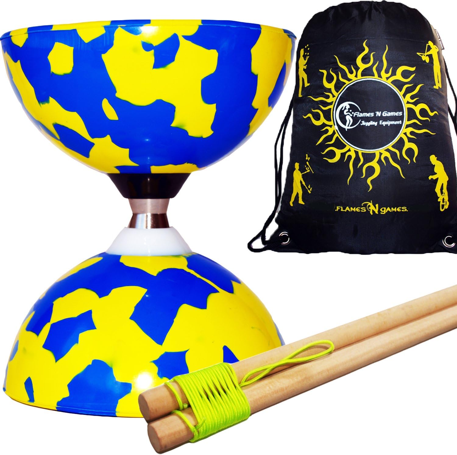 thumbnail image 2 of Chulisia] Unique 3-Bearing Diabolo With Sticks , Rubber Ball Toy Children Teens Coordination Toys For Choose I.410932885 2 of 9