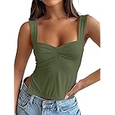 Trendy Queen Double Lined Tops for Women Summer Going Out Backless Crop Tank Tops Teen Girls Cute Shirts Preppy Clothes