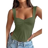 Floerns Women's Summer Sleeveless Tank Top - Ruched Square Neck Going Out Top, Floral Print - View #2