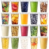 Slomg 60 Pack 32oz Plastic Deli Containers with Lids, Disposable Food Storage Containers for Soup Meal Prep Leftover, To Go T