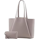 LOVEVOOK Laptop Tote for Women - 15.6 Inch Faux Leather Laptop Bag with Clutch, Large Capacity Office Purse Computer