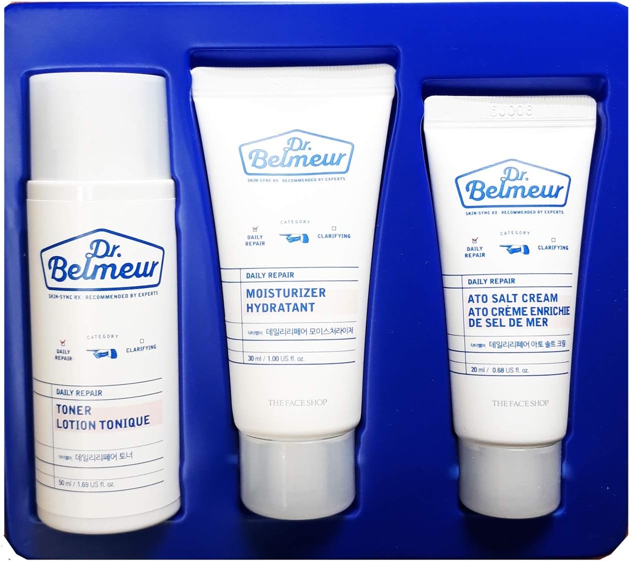 The Face Shop Dr. Belmeur DAILY REPAIR Skincare Kit for SENSITIVE Skin Travel Kit