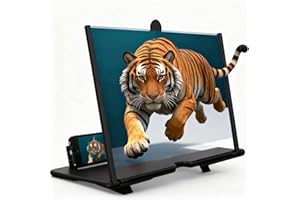 AULCTR 2026 New Version Mobile Phone Magnifier Projector Screen,Upgrade 3D HD Magnifying Projector Screen Enlarger for Movies,Videos and Game Foldable Holder Stand Compatible with All Phones (Black, 12 inch)