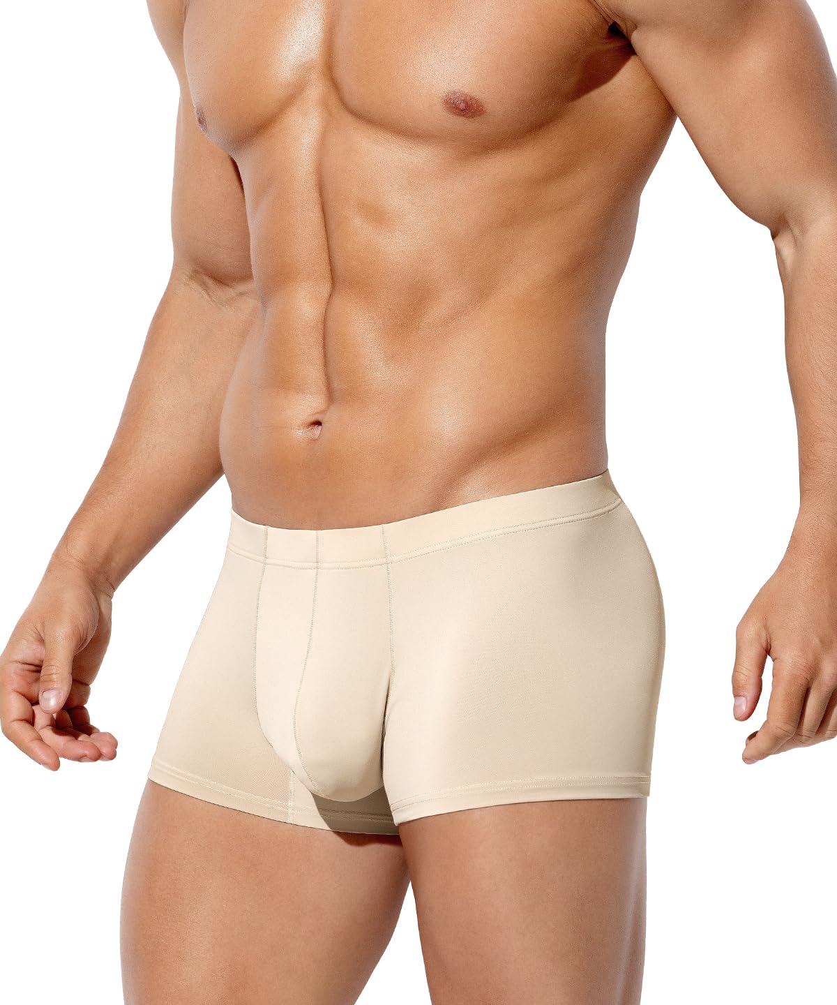 Photo 1 of Arjen Kroos Men's Boxer Briefs Sexy Silky Ice Silk Trunks Underwear for Men 1 Pack, Beige, X-Large