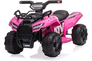 BOBIKE Kids Ride on ATV, 6V Battery Powered Kids Electric Vehicle, 4 Wheeler Quad w/Headlights, MP3, USB, Volume Control, Large Seat, Electric Ride on Toys Best Gifts for 18-36 Months Boys Girls Girls (Pink)