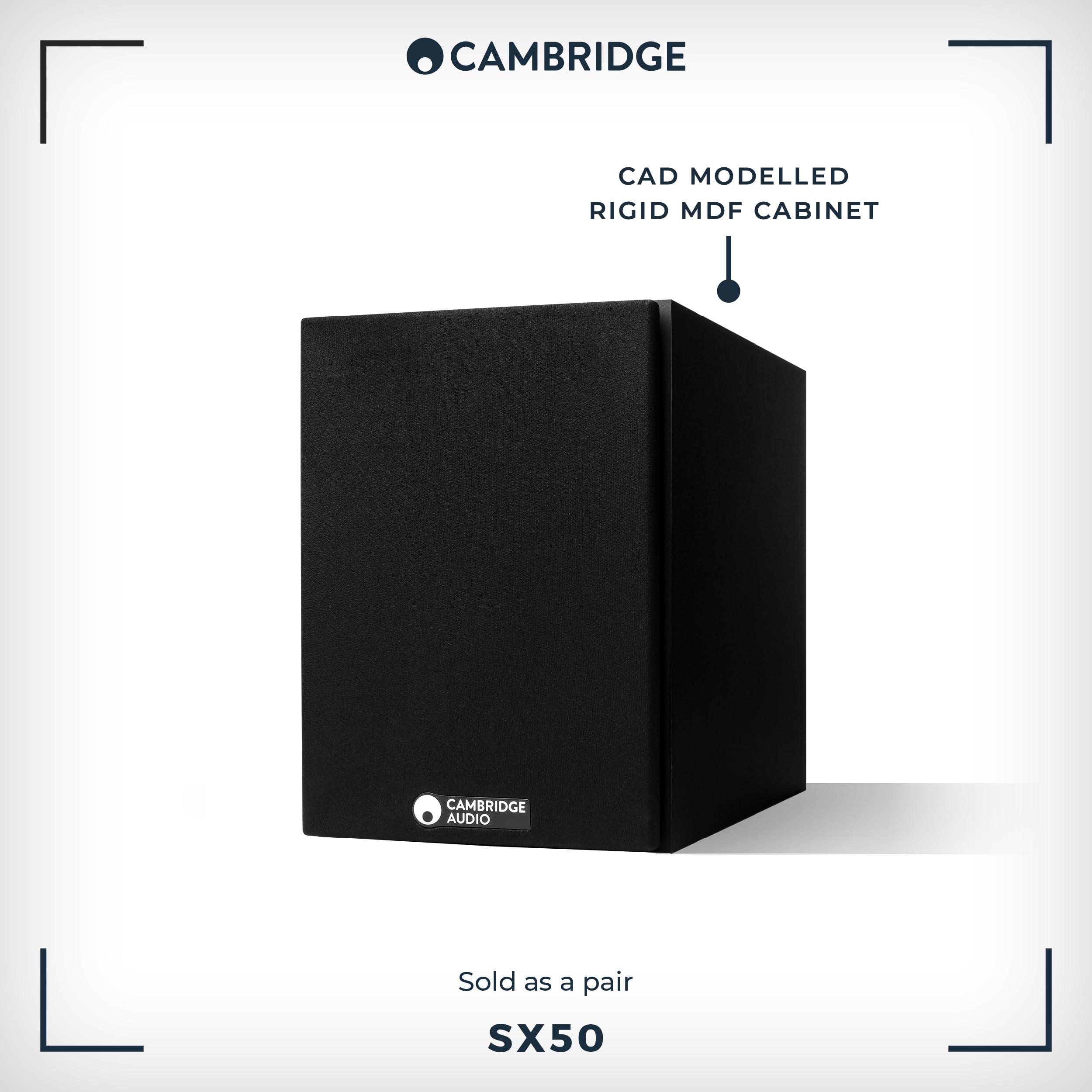 Cambridge Audio SX-50 Bookshelf Speaker | 100 Watt Home Theater Compact Speaker Pair (Matte Black)