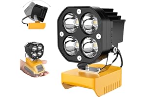 Azocek LED Work Light for Dewalt 20V Battery, 40W 6000LM Flashlight, LED Flood Light, 20V Battery Cordless Work Light 120°Adjustable with Low Voltage Protection for Outdoors and Job Site Lighting