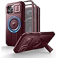 Dexnor for iPhone 12 & iPhone 12 Pro Case with Slide Camera Cover&Adjustable Kickstand&Built-in Screen Protector,Magsafe Rugged Shockproof Bumper Cases Heavy-Duty Protective Cover,Maroon Red