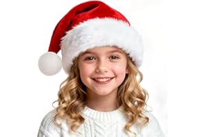 Huachuang Santa Hat for Adults and Kids and Baby: Christmas Hat Extra Thick Classic for New Year Festive Party Supplies