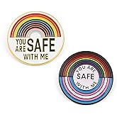 2PCS Rainbow Flag Prid Pins, You Are Safe With Me Enamel Pins, LGBT Brooches for Hat Clothing, Funny Badge Lapel Pins for Backpacks Jewelry Gift Decorations Accessories