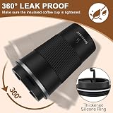 MOMSIV Insulated Coffee Cup 380ml Leakproof Lid Non-Slip Stainless Steel Black view 5