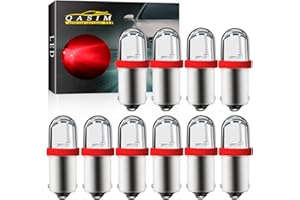 Qasim Led 10-Pack DC 6V/6.3V Red T4w BA9S LED Bulb 44 47 756 1847 Wedge Pinball Indicator Light Car Instrument Panel Gauge In