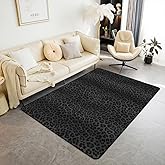 Feelyou Black Leopard Living Room Rugs for Bedroom Cheetah Print Area Rug 5x7 Safari Area Rug 5x7 Boys Girls Animal Indoor Floor Mat Decor Bed