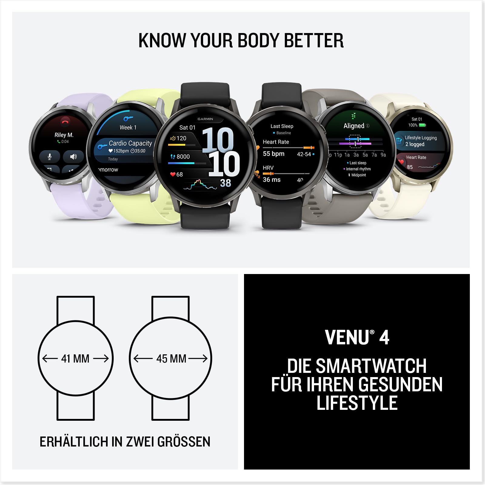 Garmin Venu 4 41mm - Fitness-Smartwatch, 1,2" AMOLED Touchdisplay, bis zu 10 Tage Akkulaufzeit, 80+ Sport-Apps, EKG, Health Status, Fitness Coach, Rollstuhlfunktionen, Telefonie, Taschenlampe 7