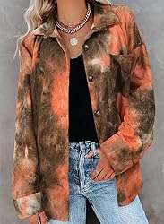 ZOLUCKY Women'S Corduroy Shacket Casual Button Down
