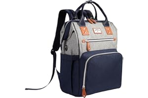 SUPROMOMI Diaper Bag Backpack: Tote Baby Bag for Boy and Girl, Large Mommy Bag Insulated Pockets Charger Holes for Men and Women, Nappy Bag for Baby Airplane Traveing Blue Grey