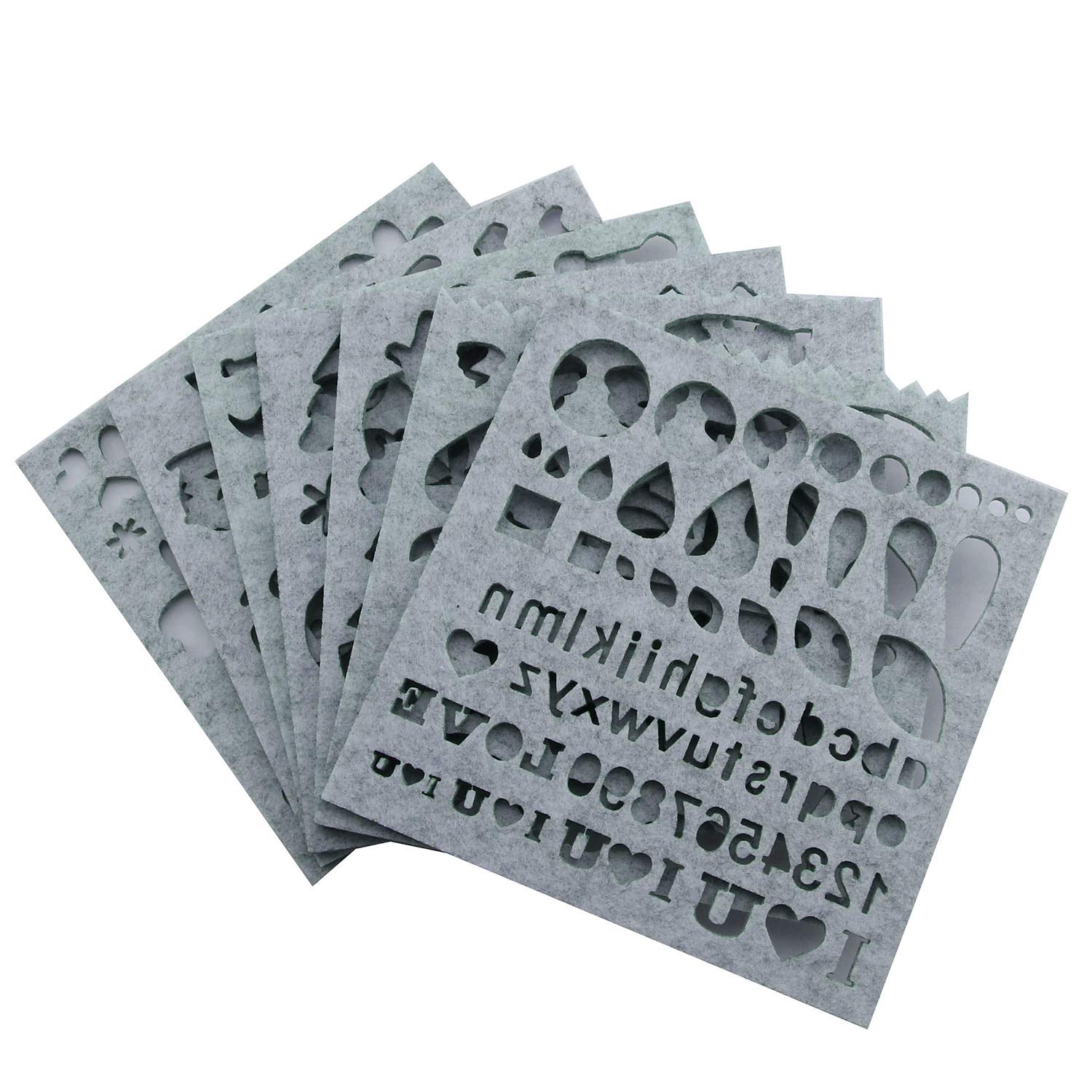 NX Garden 7pcs Woolen Felting Mold Needle Felt Template Set DIY Craft Stencil Applique Mold Felt Beginner Kit Pattern Woolcraft Supply Light Gray Color