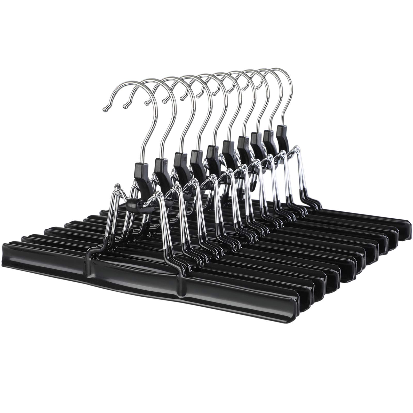 SONGMICS 10-Pack Trousers Hangers, Skirt Hangers, 360 Degree Swivel Hook,Black CRI07B-10