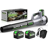 CEEPUY Brushless Cordless Leaf Blower, 735CFM Electric Leaf Blower with 2&times;6.0Ah Batteries &amp; Fast Charger, 6 Speed Levels, Lightweight Battery Leaf Blower for Lawn Care, Yard, Garden, Patio - Dark gray