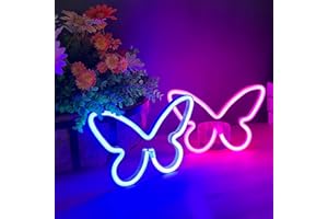 BERNICEKELLY 2 Pieces Butterfly Neon Signs, Butterfly LED Neon Light for Bedroom Wall Decor, USB/Battery Powered Butterfly Neon Night Lights for Kids Room Decor Girls Home Wedding Birthday Party Art Decorations