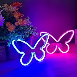 2 Pieces Butterfly Neon Signs, Butterfly LED Neon
