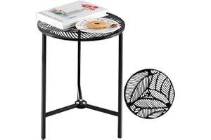 Party Zealot 1-Pack Small Round Metal Side Tables, 13-Inch Black Outdoor End Tables for Patio, Balcony, Porch or Garden – Weather-Resistant Corner Coffee Table for Small Spaces & Indoor Plant Stand